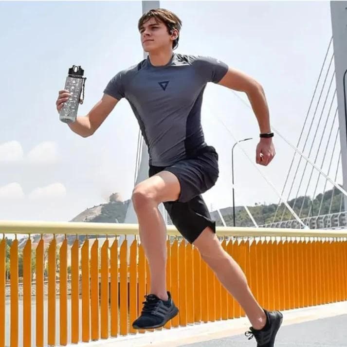 900ml Transparent Motivational Water Bottle with Time Marker – Leakproof, Durable, BPA-Free, Non-Toxic Bottle for Fitness & Gym (Random Color-Pack of 1)
