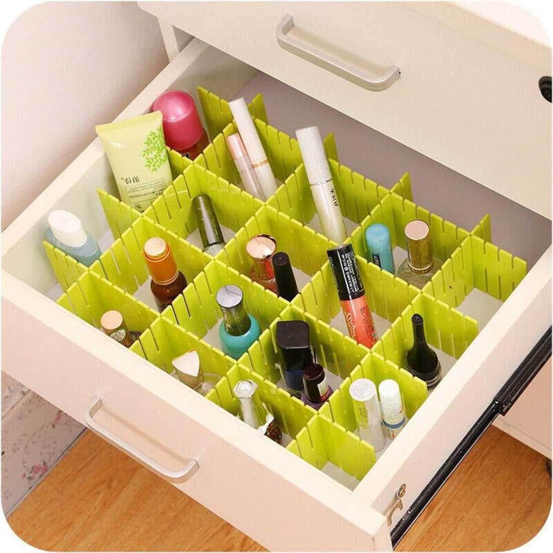 Drawer Organizer Divider Set of 6 – Adjustable Grid Partition for Makeup, Kitchen & Home Storage(Random color)
